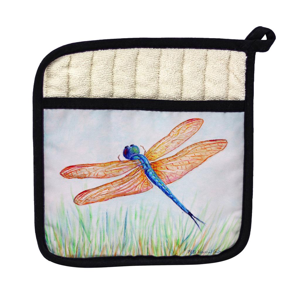 Amber & Blue Dragonfly Pot Holder