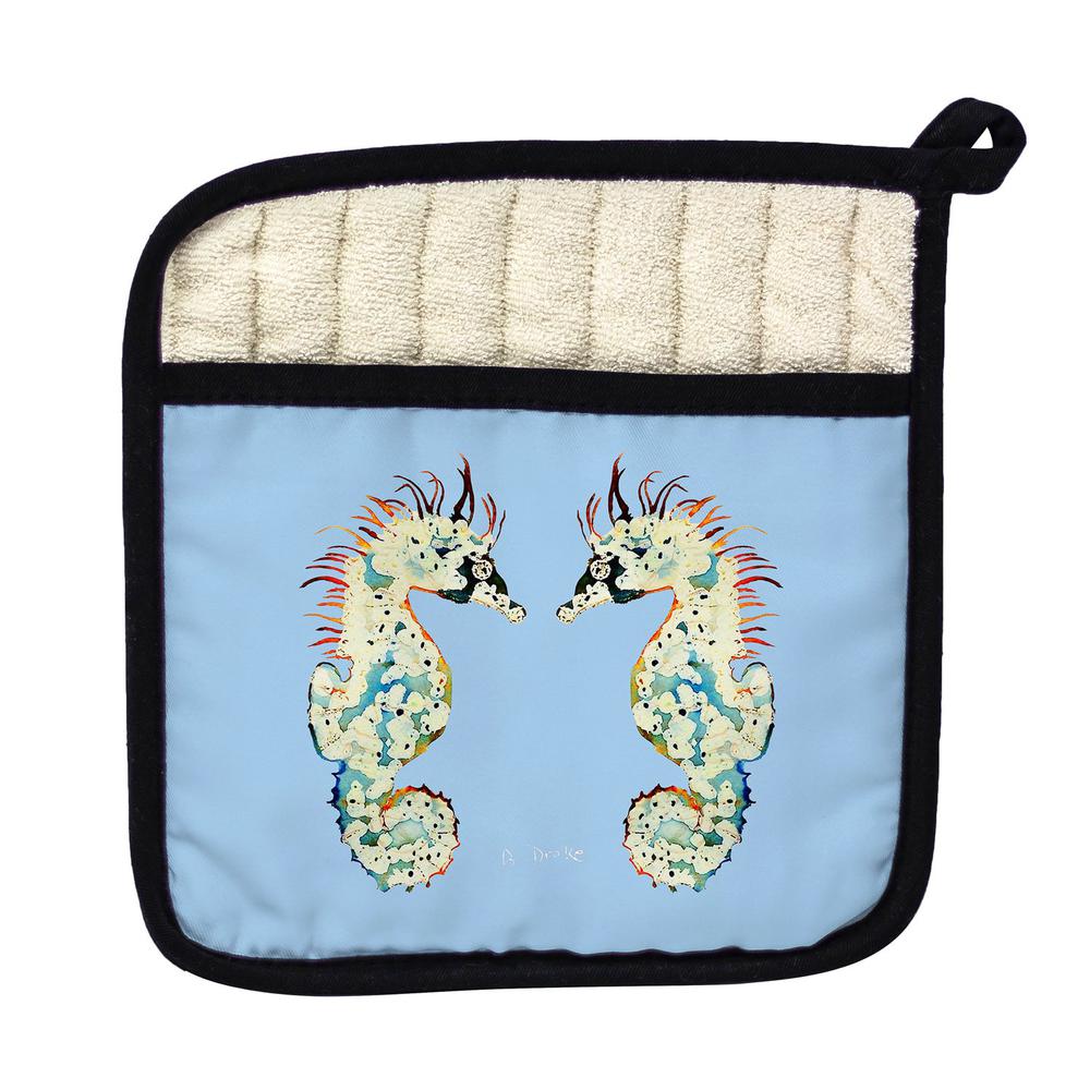 Betsy's Seahorses Light Blue Pot Holder
