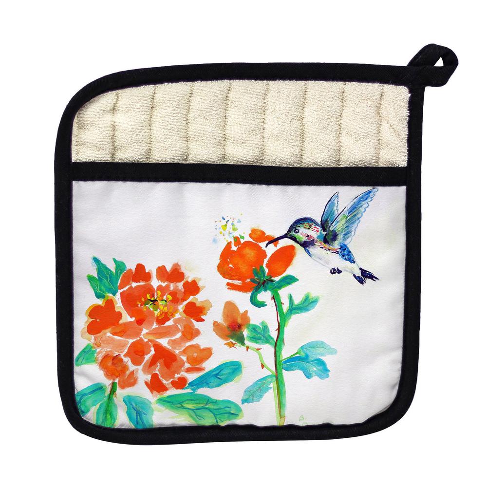 Hummingbird & Red Flower Pot Holder