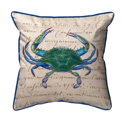 Male Blue Crab Beige Small Indoor/Outdoor Pillow 12x12