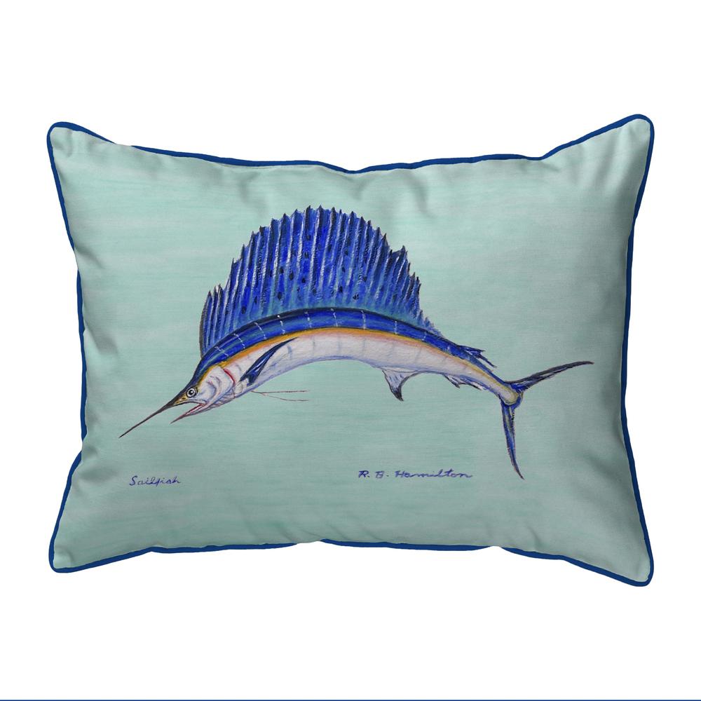 Sailfish - Teal Small Indoor/Outdoor Pillow 11x14