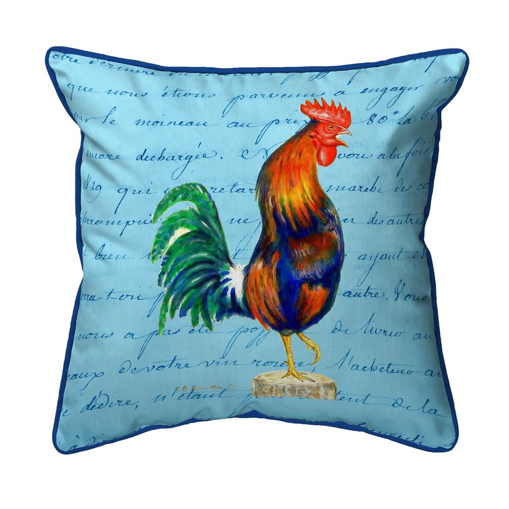 Blue Rooster Script - Small Indoor/Outdoor Pillow 12x12