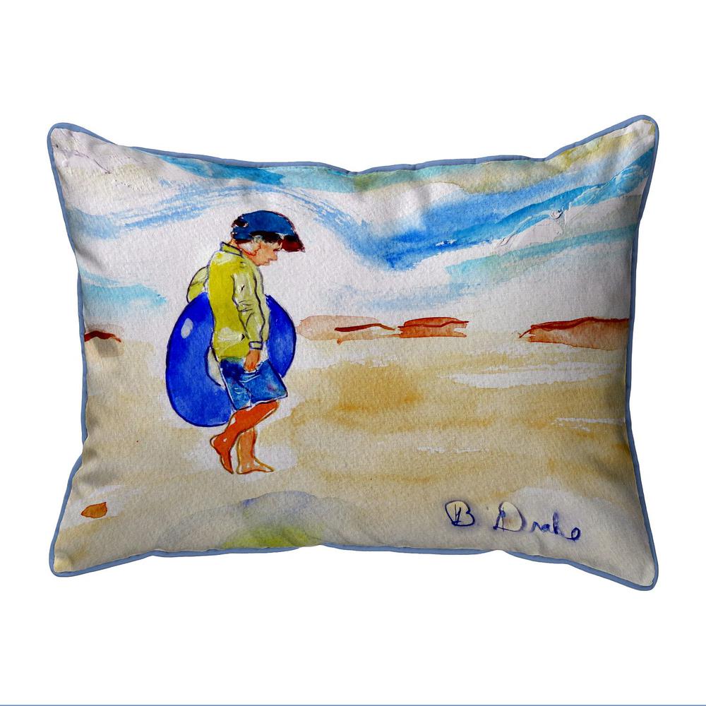 Boy & Innertube Small Indoor/Outdoor Pillow 11x14