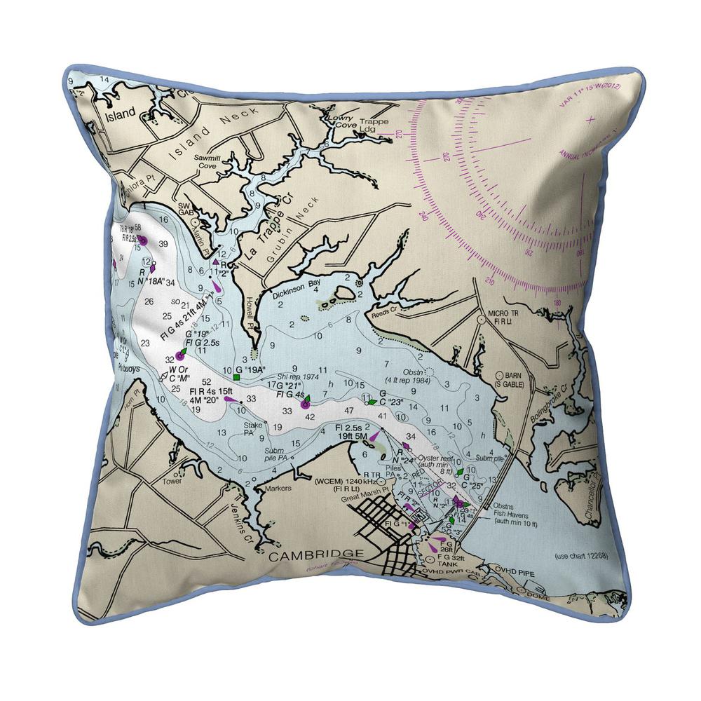 Cambridge, MD Nautical Map Small Indoor/Outdoor Pillow 12x12