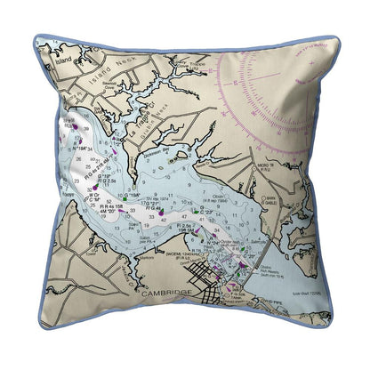 Cambridge, MD Nautical Map Small Indoor/Outdoor Pillow 12x12
