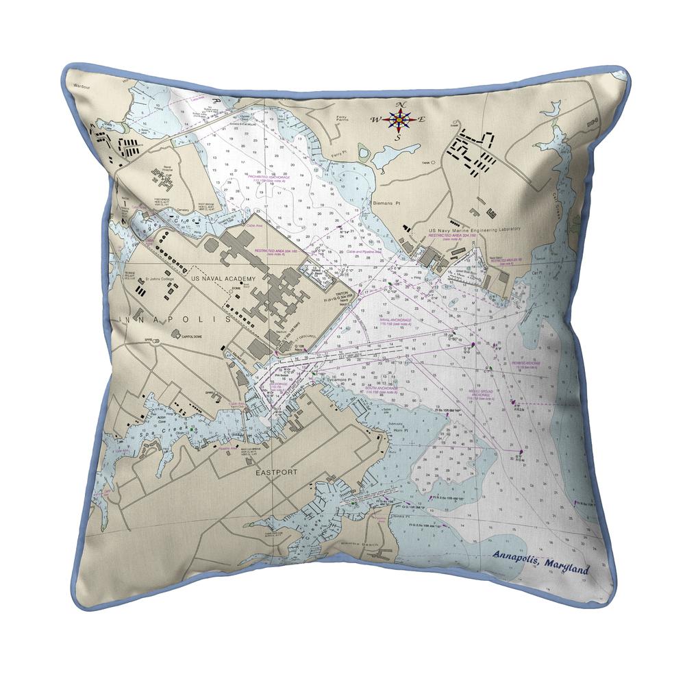 Annapolis - USNA, MD Nautical Map Small Corded Indoor/Outdoor Pillow 12x12