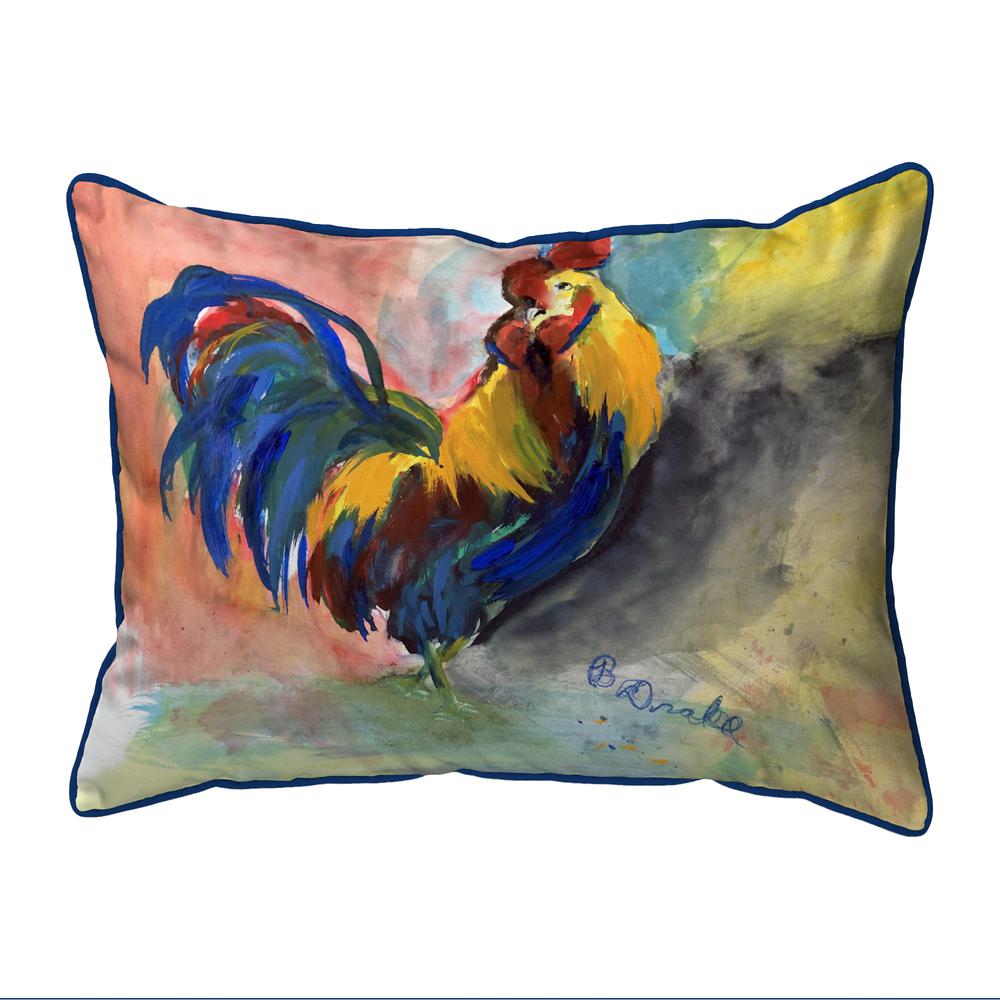 Blue Tail Rooster Small Indoor/Outdoor Pillow 12x12