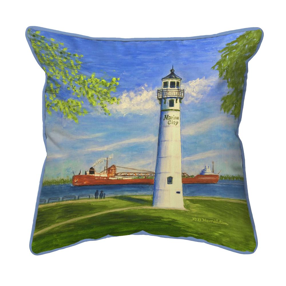 Marine City Lighthouse, MI Small Indoor/Outdoor Pillow 12x12