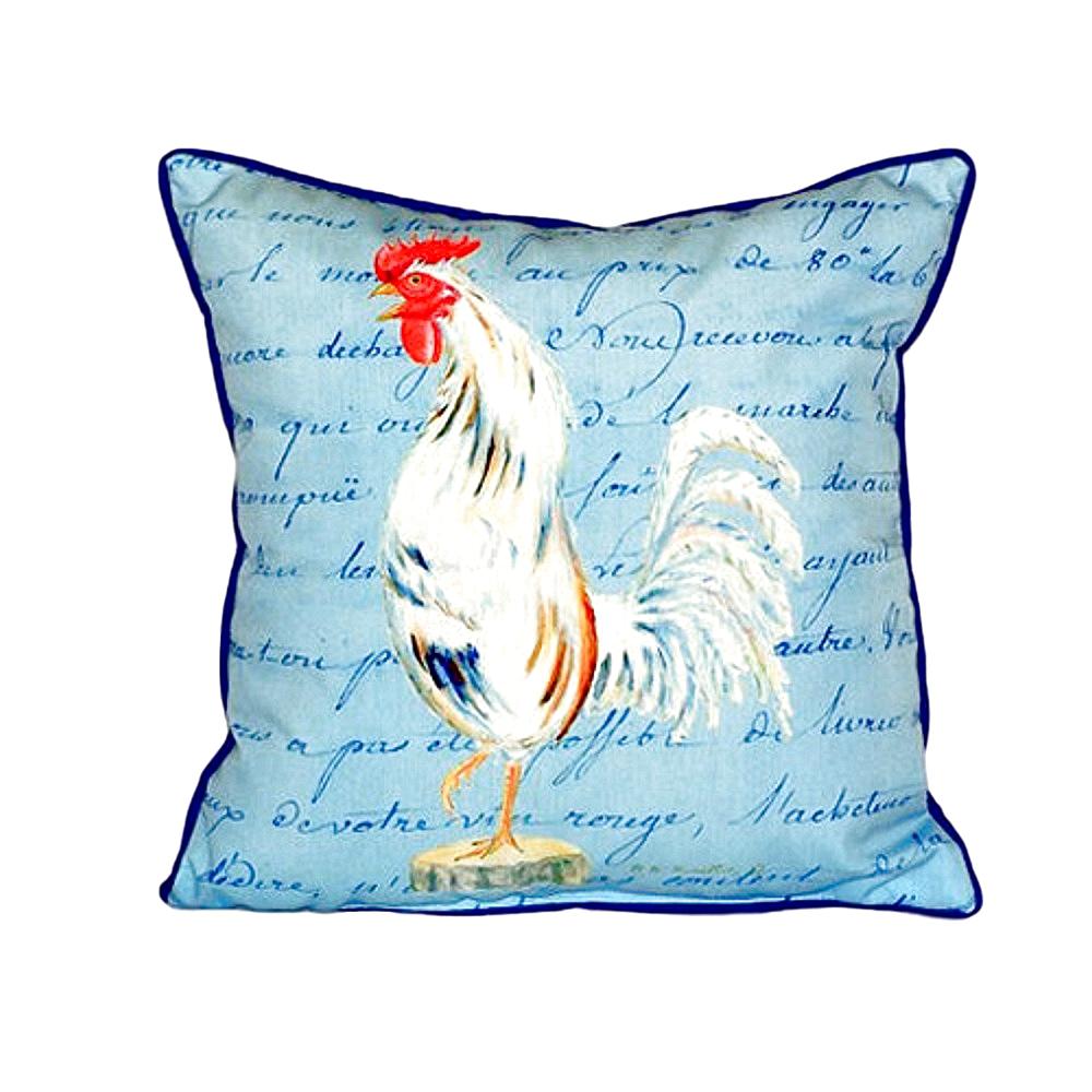 White Rooster Script Small Indoor/Outdoor Pillow 12x12