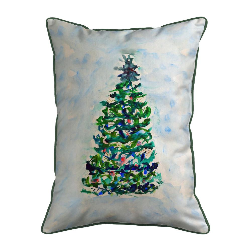 Blue Lights Christmas Tree Small Indoor/Outdoor Pillow 11x14