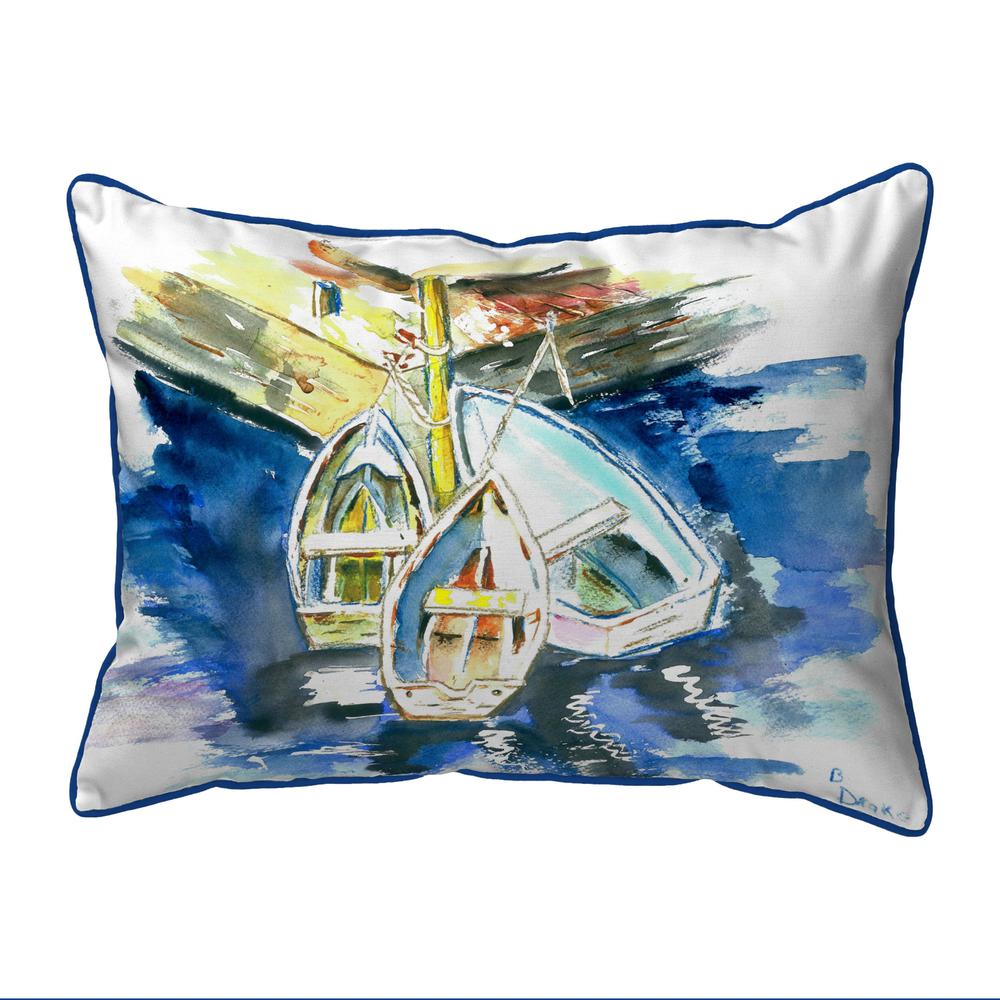 Three Row Boats Small Indoor/Outdoor Pillow 11x14