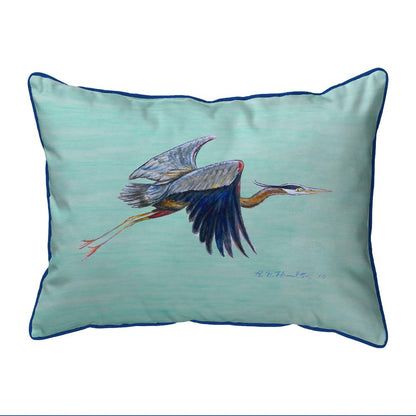 Flying Blue Heron - Teal Small Indoor/Outdoor Pillow 11x14