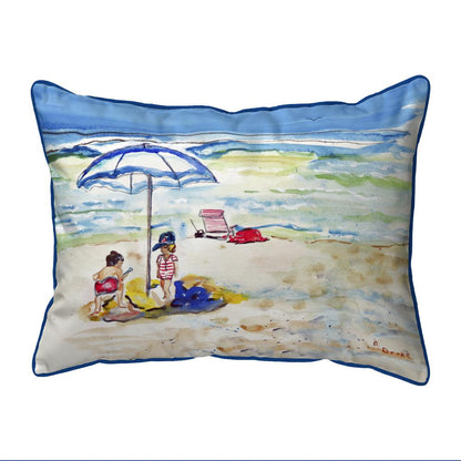 Playing On The Beach Small Indoor/Outdoor Pillow 11x14
