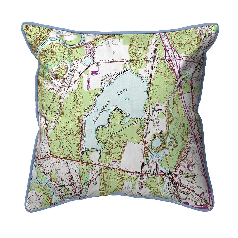 Alexander's Lake, CT Nautical Map Small Corded Indoor/Outdoor Pillow 12x12