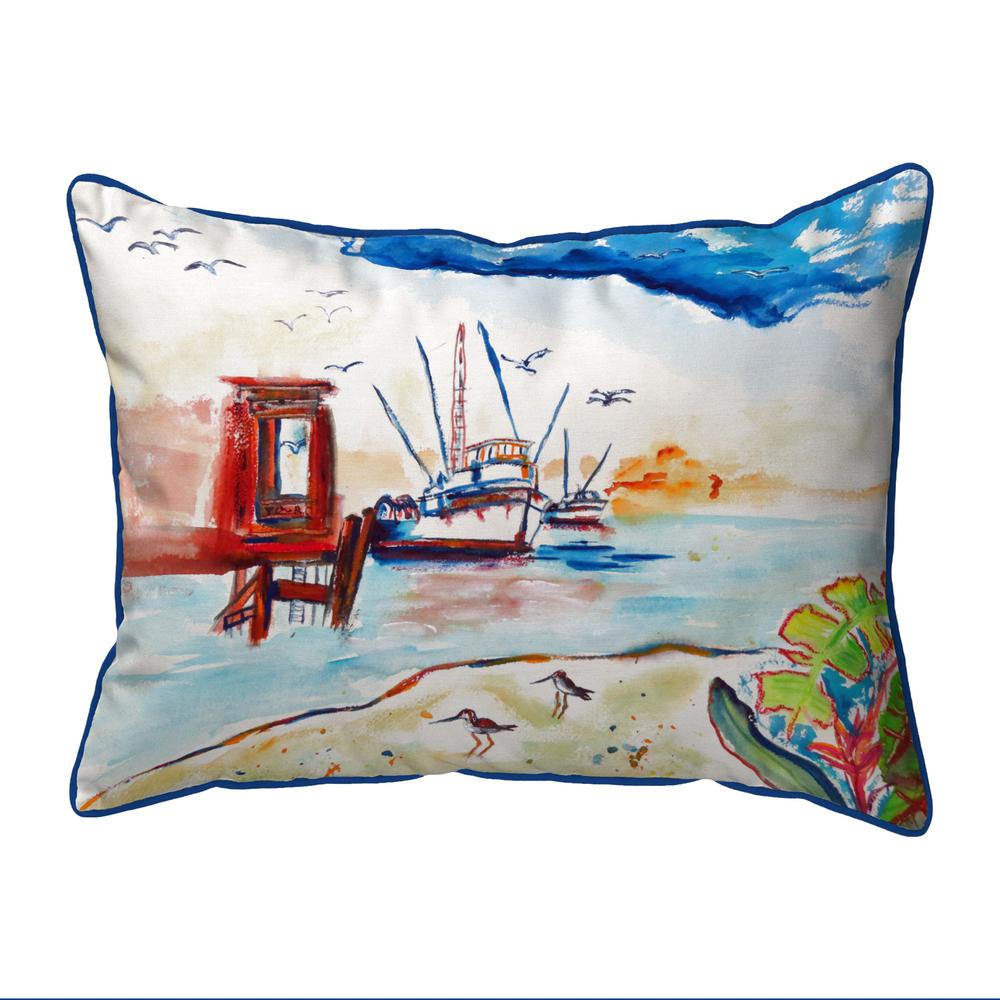 Dock & Shrimp Boat Small Indoor/Outdoor Pillow 11x14