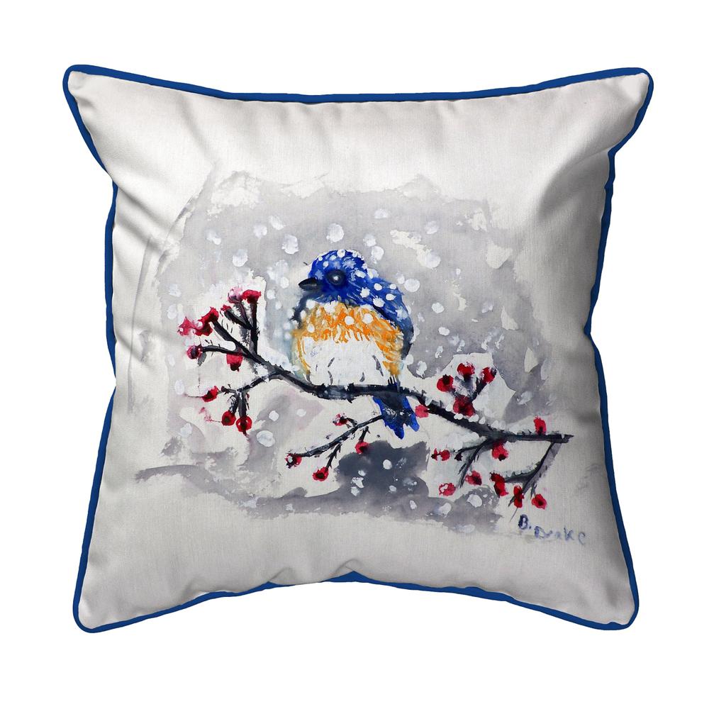 Blue Bird & Snow Small Indoor/Outdoor Pillow 12x12