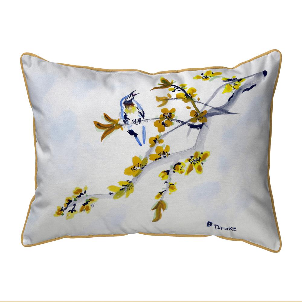 Bird & Forsythia Small Indoor/Outdoor Pillow 11x14