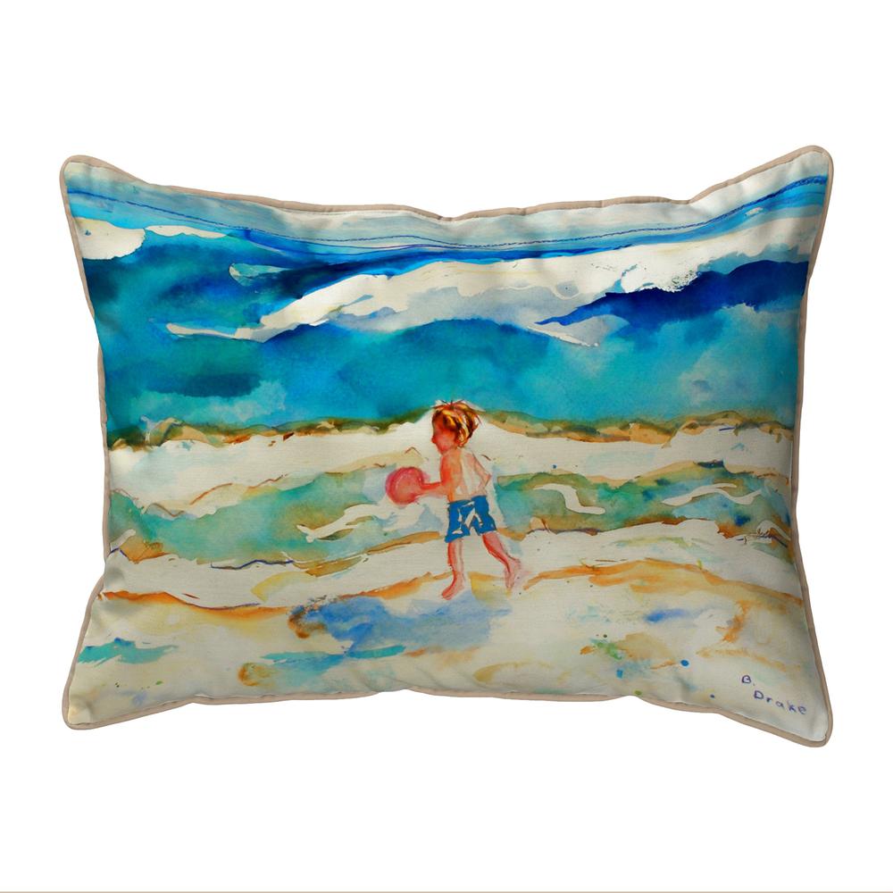 Boy and Ball Small Indoor/Outdoor Pillow 11x14