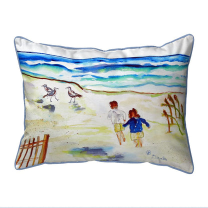 Running at the Beach Small Pillow 11x14
