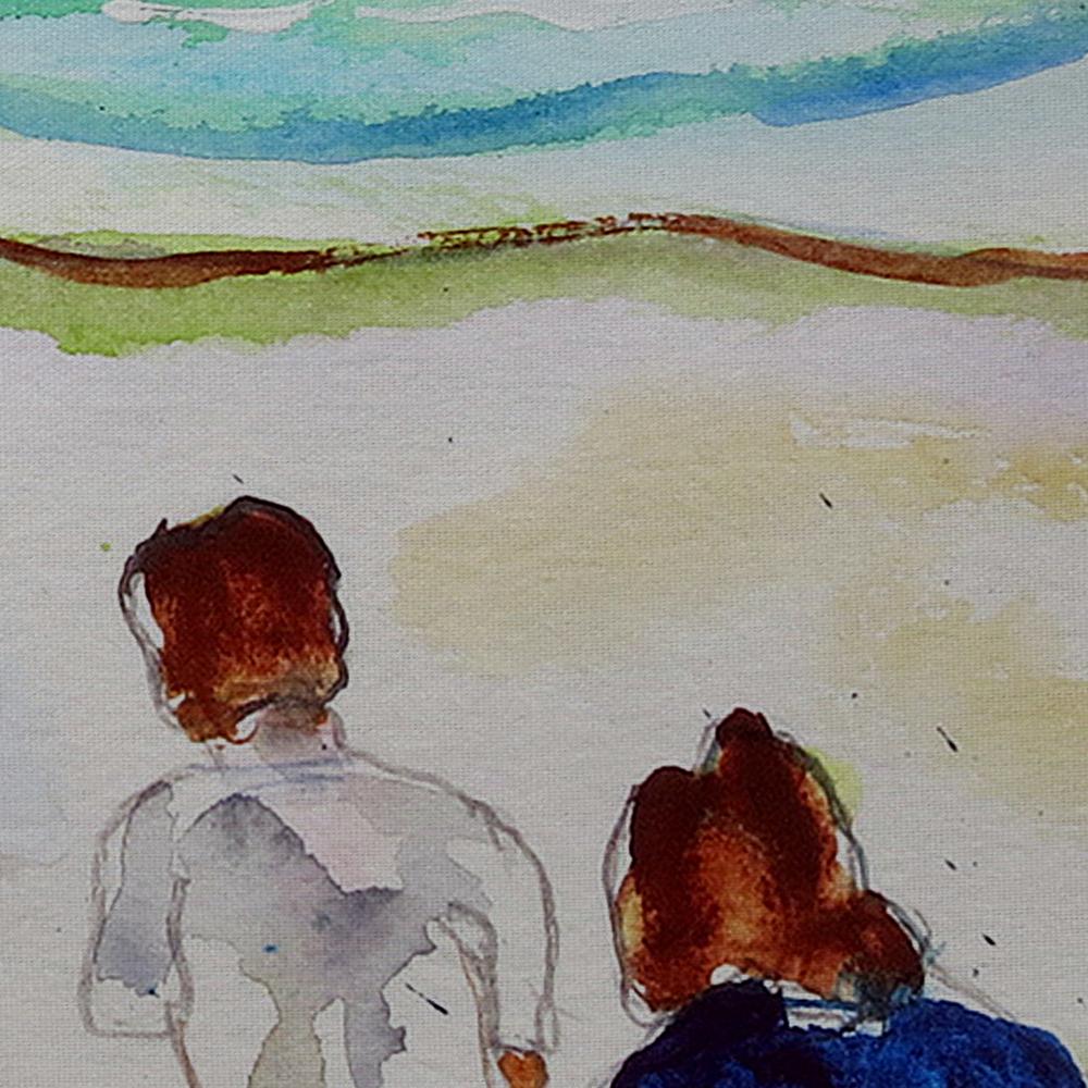 Running at the Beach Small Pillow 11x14
