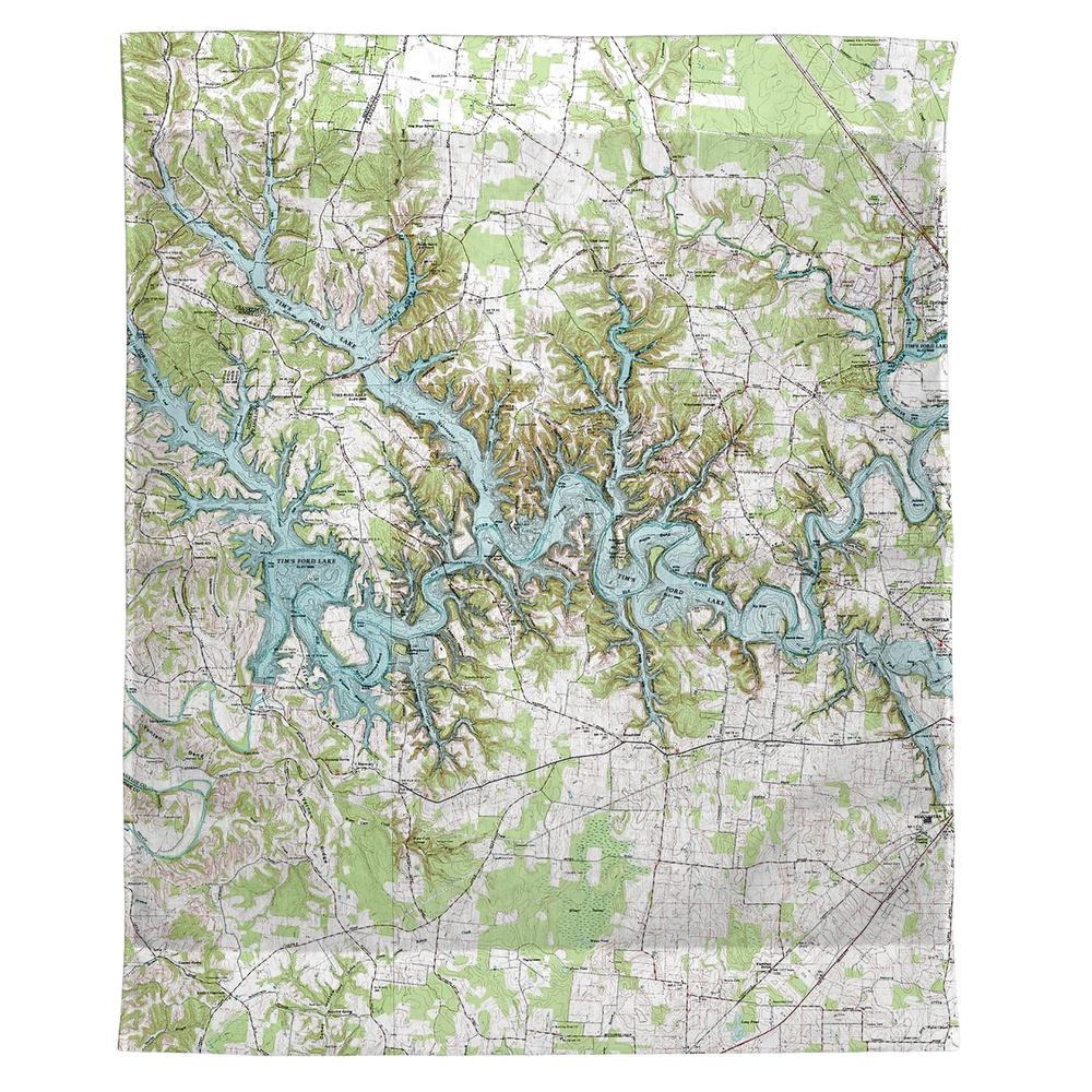Tims Ford Lake, TN Nautical Map Wall Hanging 24x30