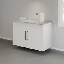 GarageCore Bundled Cabinet with Faux Stone Top & Doors, White Finish