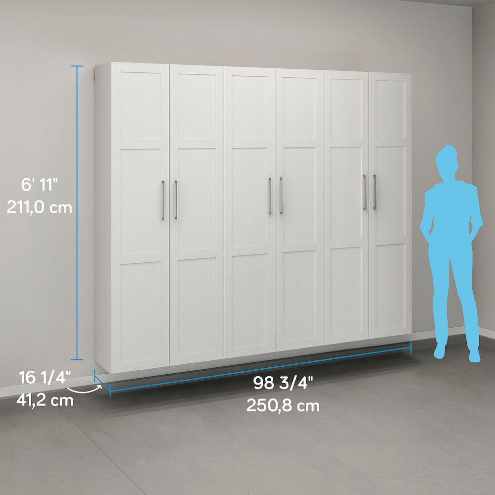 GarageCore 3 Shallow Cabinets & Doors, White Finish