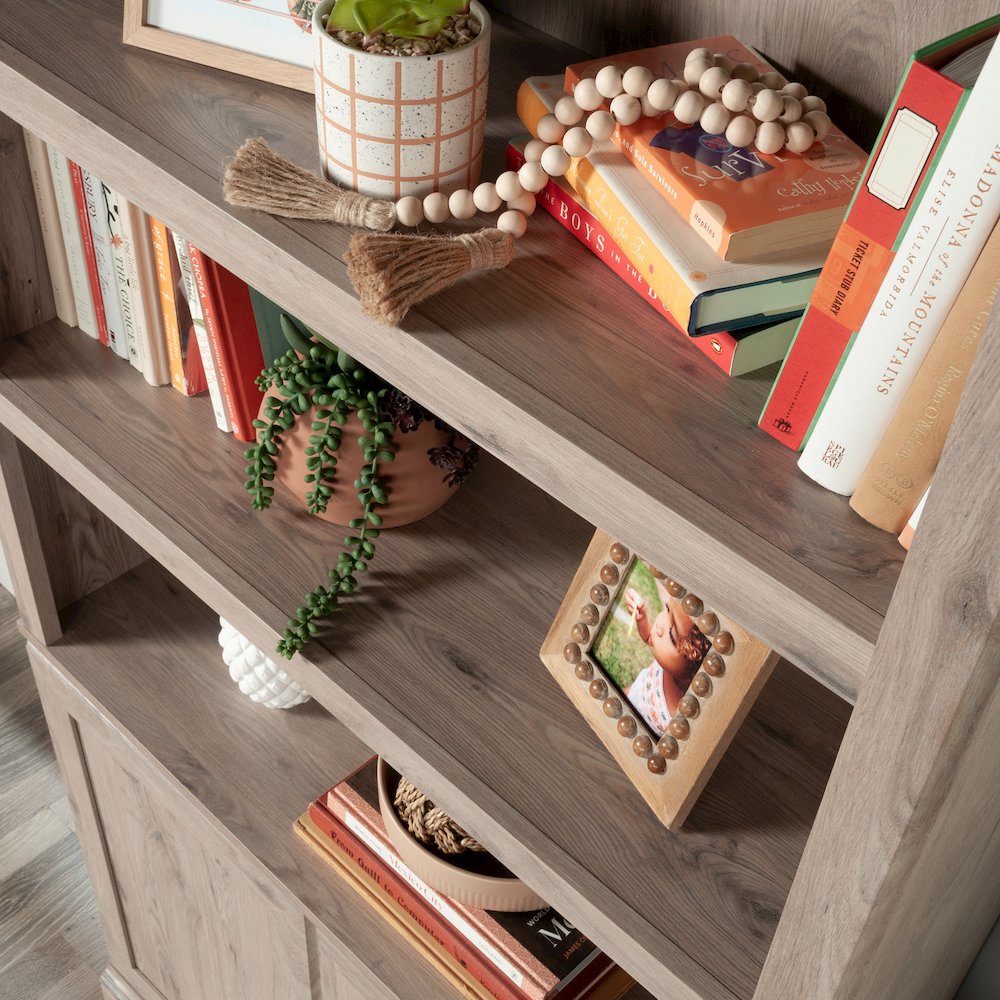 5-Shelf/Book Shelf 2-Door Bookcase, Laurel Oak Finish