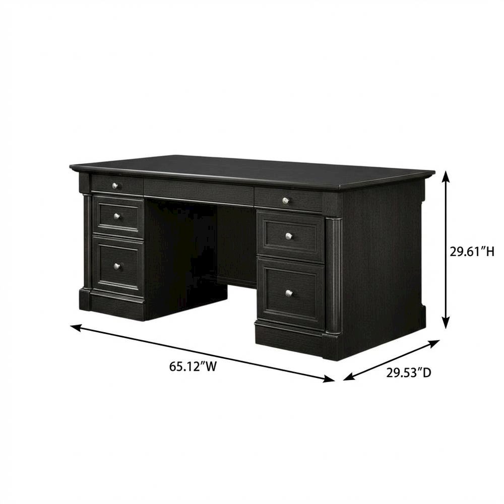 Wood Executive Desk With Wind Oak Finish And Traditional Style
