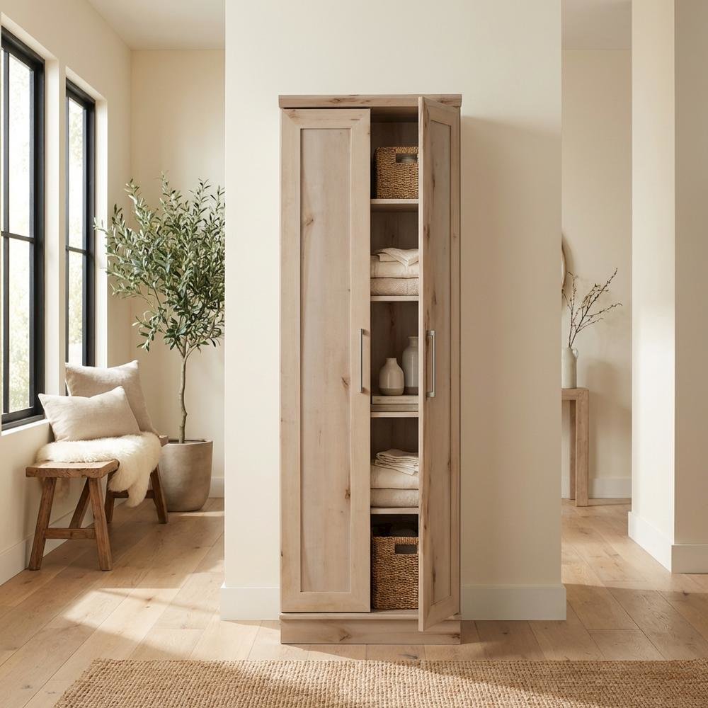 Brown Storage Cabinet With Sleek Rectangle Shape For Organization