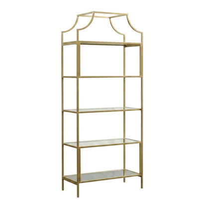 Open Shelving Unit in Satin Gold Finish for Modern Storage