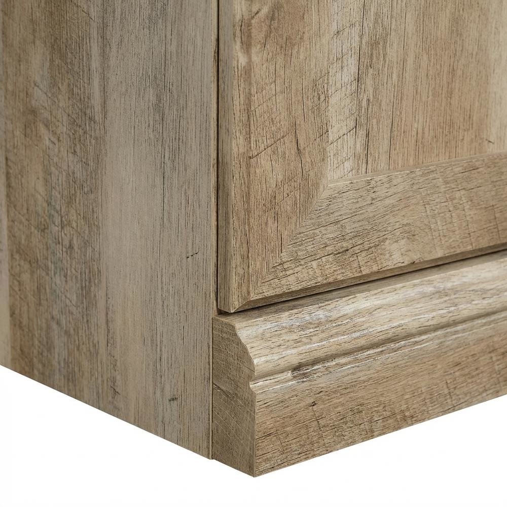 Oak finish storage library with spacious design and sturdy rectangle shape