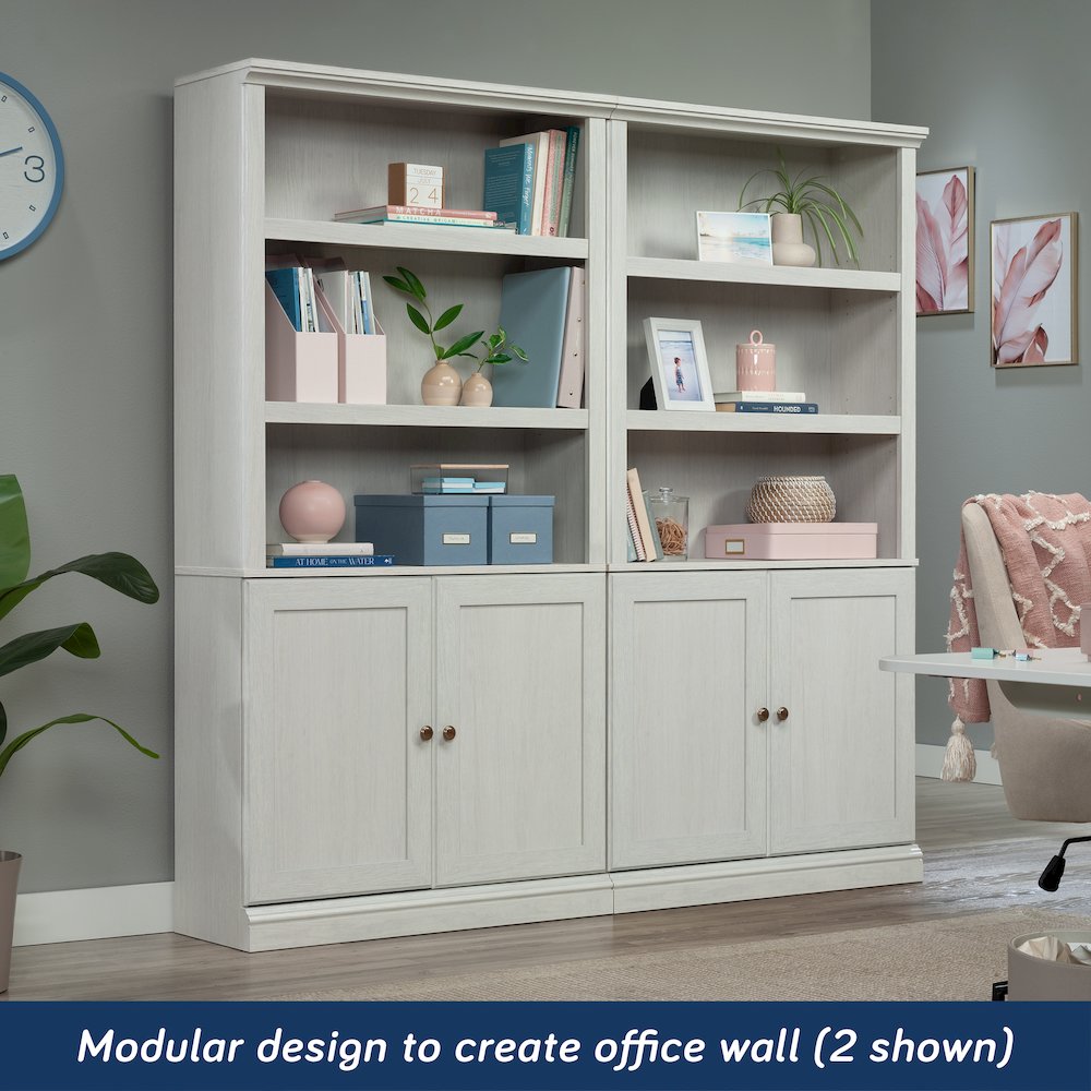 5-Shelf/Book Shelf 2-Door Bookcase, Glacier Oak Finish