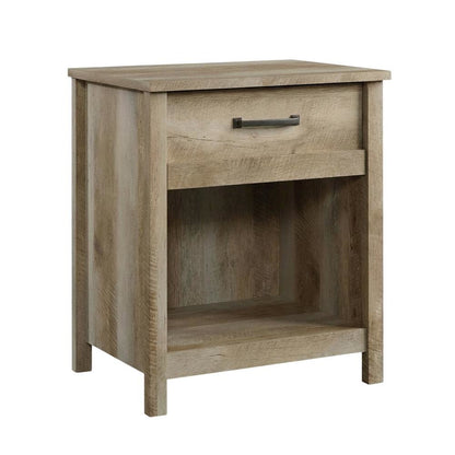 Lintel Oak Finish Night Stand with Industrial and Modern Farmhouse Style