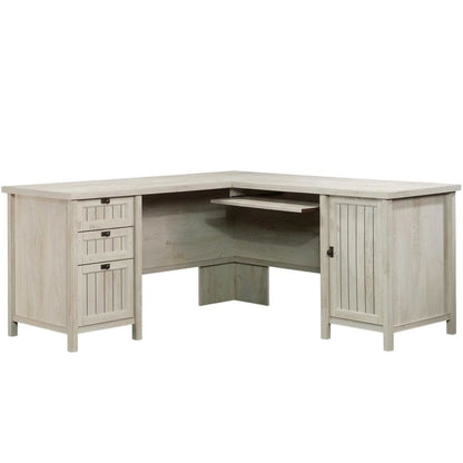 Chalked Chestnut Office L Desk With Coastal Cottage Style And Rectangular Shape