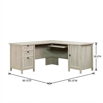 Chalked Chestnut Office L Desk With Coastal Cottage Style And Rectangular Shape