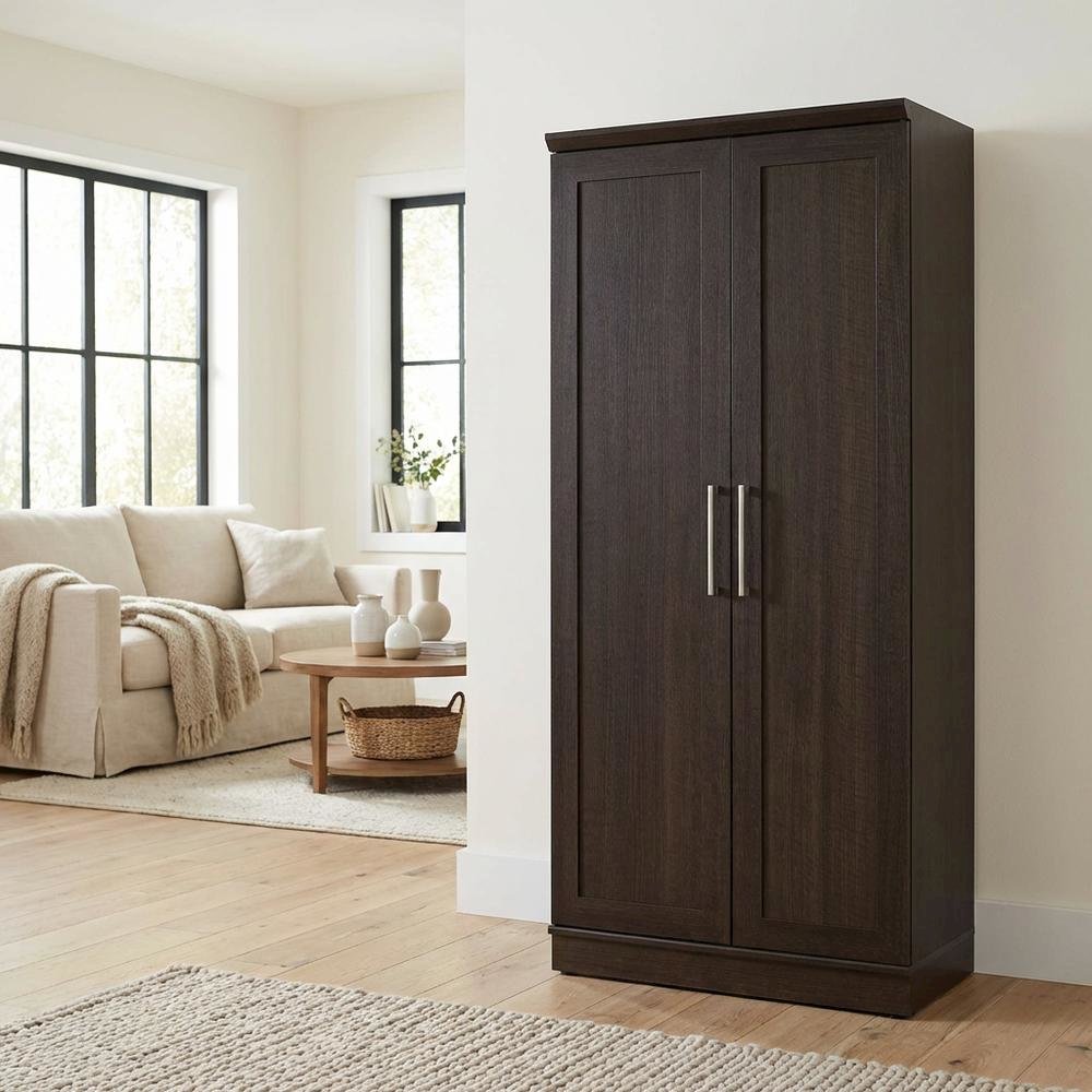 Contemporary Storage Cabinet In Dakota Oak Finish With Spacious Design
