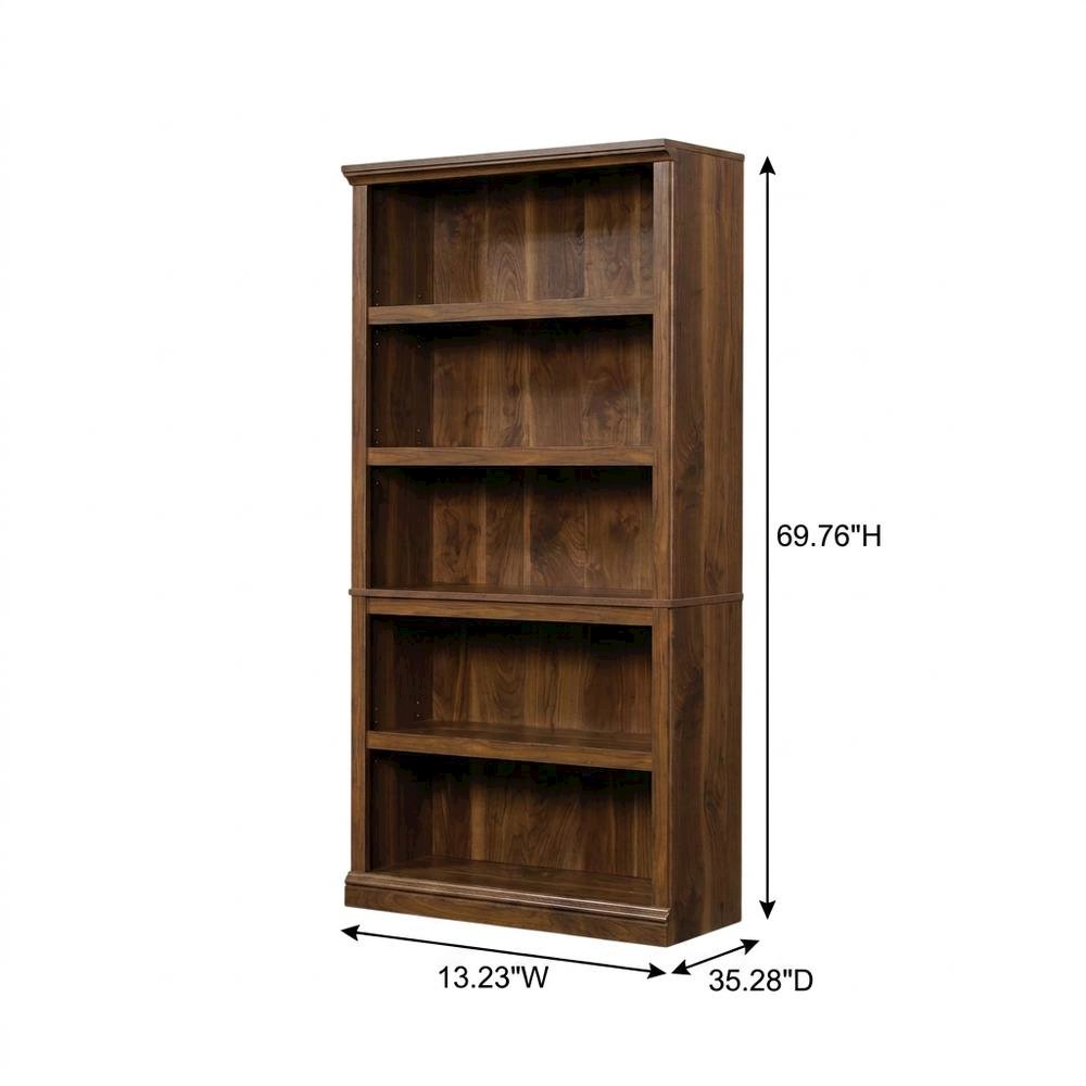 Walnut Finish Storage Bookcase with Versatile Shelving for Home or Office