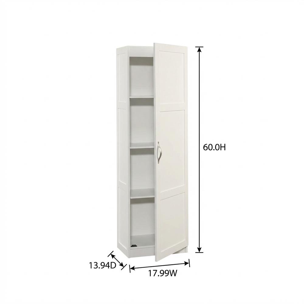 White Finish Storage Cabinet - Spacious Rectangular Design, Durable Construction