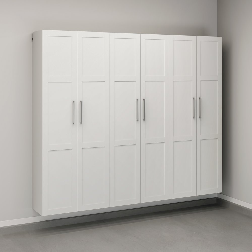 GarageCore 3 Shallow Cabinets & Doors, White Finish