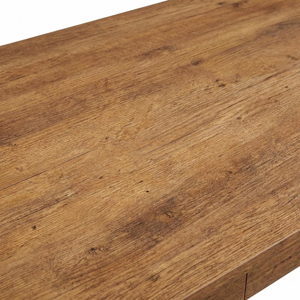 L-Shaped Office Desk With Vintage Oak Finish And Modern Farmhouse Style