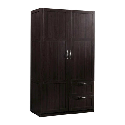 Wooden Storage Armoire In Brown With Spacious Compartment And Elegant Finish