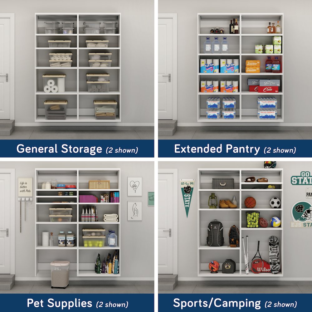 GarageCore 83" hx15 d Shelves, White Finish