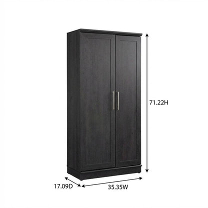 Contemporary Raven Oak Finish Storage Cabinet With Spacious Design