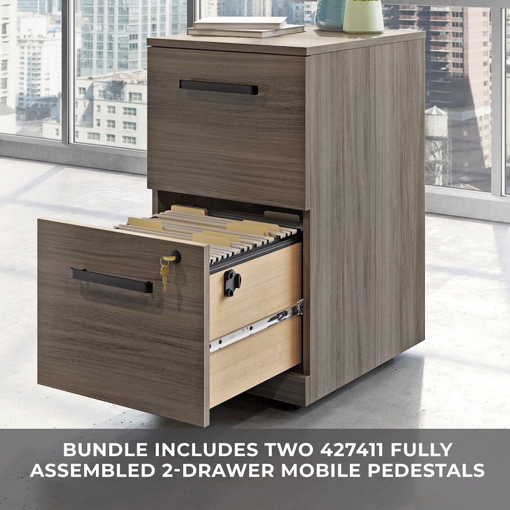 Affirm 76x24 Shell 2 Drawer Mobile Pedestal Ste, Hudson Elm Finish