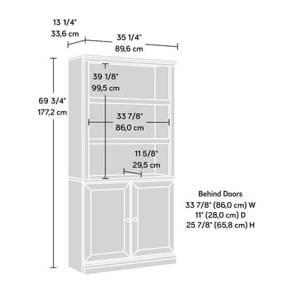 5-Shelf/Book Shelf 2-Door Bookcase, Pacific Maple Finish