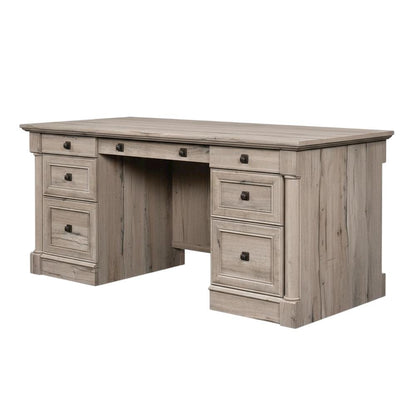 Wood Office Desk In Split Oak Finish With Traditional Style And Spacious Design
