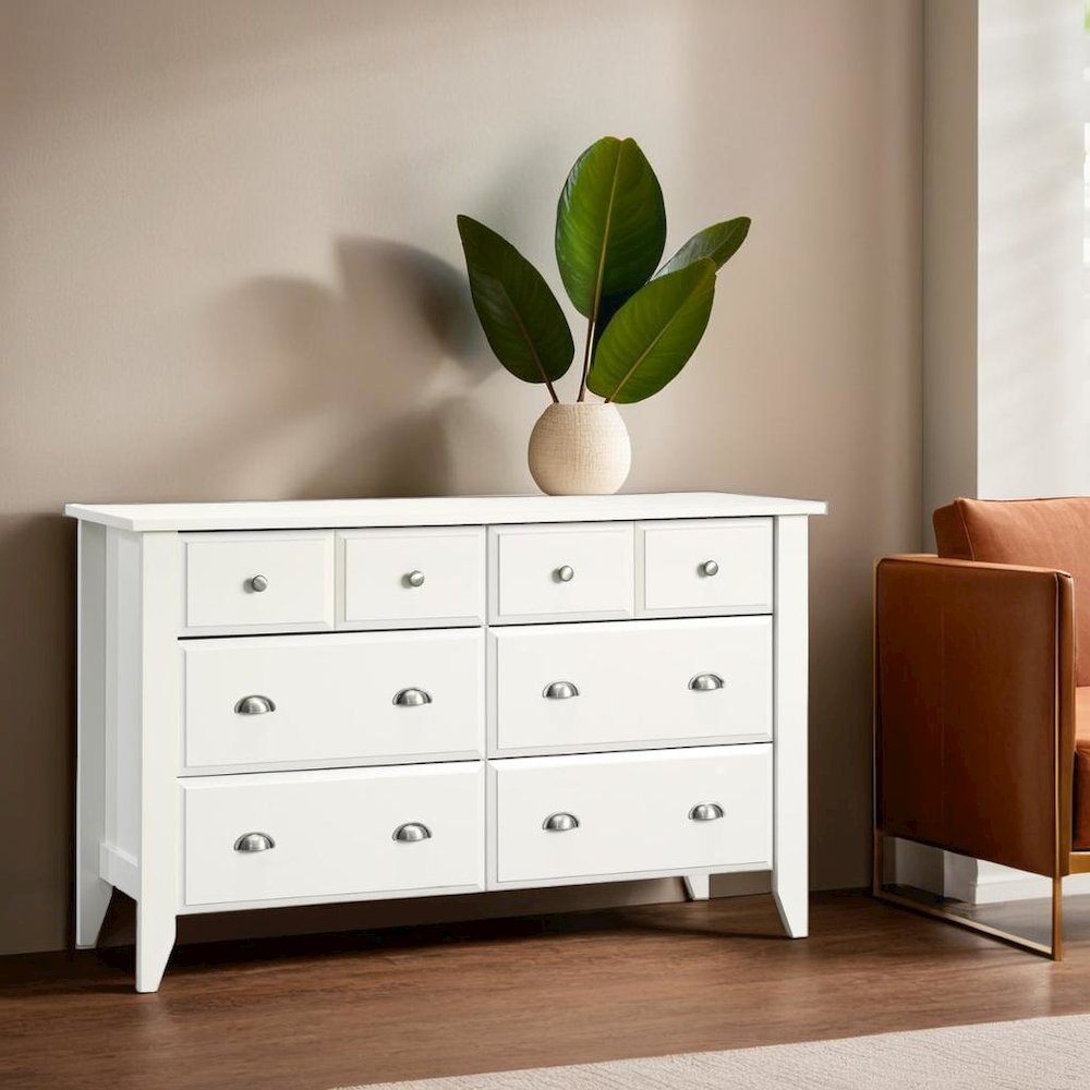 White Bedroom Dresser with Spacious Drawers for Storage and Organization