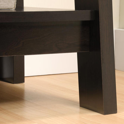 Trestle Open Shelving, Jamocha Wood finish