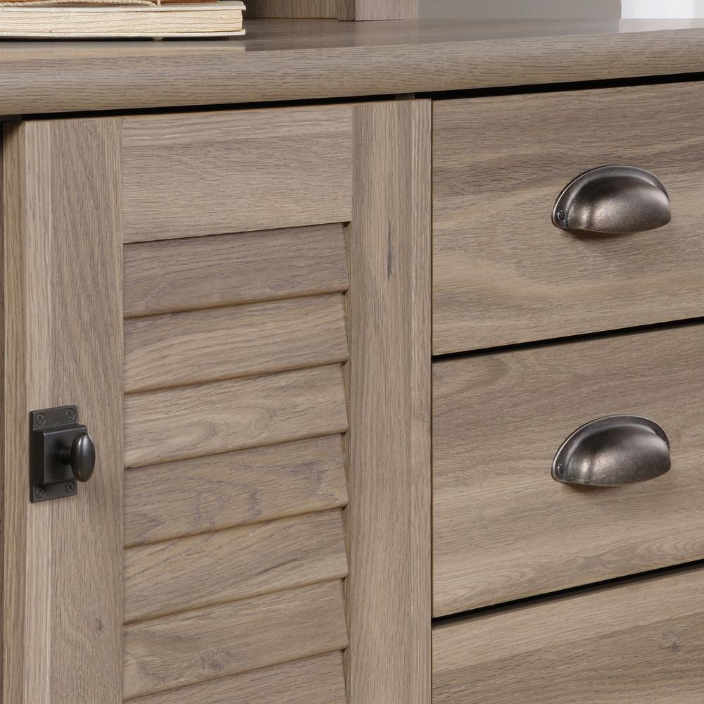 Harbor View Computer Desk with Hutch, Salt Oak finish